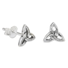 Load image into Gallery viewer, Handcrafted Celtic Trinity Knot Sterling Silver Earrings - Celtic Trinity | NOVICA