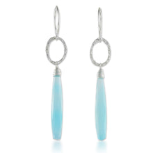 Load image into Gallery viewer, Blue Chalcedony Dangle Earrings with Hammered Silver - Exhilarated | NOVICA