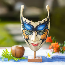 Load image into Gallery viewer, Butterfly Theme Balinese Hibiscus Wood Mask - Queen of the Butterflies | NOVICA
