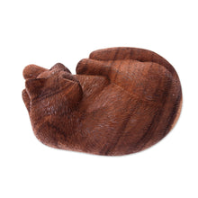 Load image into Gallery viewer, Hand Carved and Painted Cat Sculpture in Wood - Sweet Ginger Tabby | NOVICA