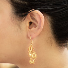 Load image into Gallery viewer, Gold Vermeil Handcrafted Filigree Chandelier Earrings - Raindrop Cascade | NOVICA