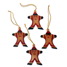 Load image into Gallery viewer, Artisan Crafted Santa Claus Christmas Ornaments (Set of 4) - Happy Red Santa | NOVICA