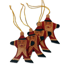 Load image into Gallery viewer, Artisan Crafted Santa Claus Christmas Ornaments (Set of 4) - Happy Red Santa | NOVICA