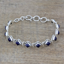 Load image into Gallery viewer, India Lapis Lazuli and Sterling Silver Tennis Bracelet - Deep Blue Diamonds | NOVICA