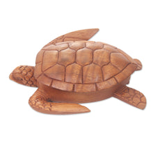 Load image into Gallery viewer, Hand Carved Wood Sculpture Decorative Box - Sea Turtle Guardian | NOVICA