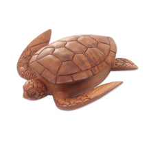Load image into Gallery viewer, Hand Carved Wood Sculpture Decorative Box - Sea Turtle Guardian | NOVICA