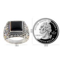 Load image into Gallery viewer, Onyx and Gold Accented Sterling Silver Ring for Men - Tambora | NOVICA