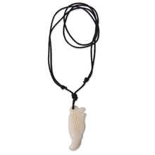 Load image into Gallery viewer, Hand Crafted Eagle Bone Pendant on Cotton Necklace - Handsome Eagle | NOVICA