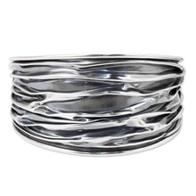 Load image into Gallery viewer, Textured Sterling Silver Cuff Bracelet Crafted by Hand - Wide River | NOVICA