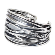Load image into Gallery viewer, Textured Sterling Silver Cuff Bracelet Crafted by Hand - Wide River | NOVICA