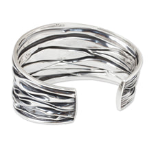 Load image into Gallery viewer, Textured Sterling Silver Cuff Bracelet Crafted by Hand - Wide River | NOVICA