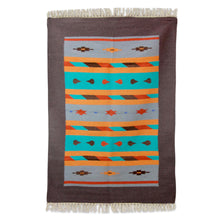 Load image into Gallery viewer, Multi Color Hand Woven Dhurrie Wool Rug from India (4x6) - Dream Stars | NOVICA