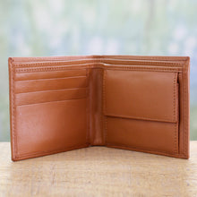 Load image into Gallery viewer, Indian Classic Leather Wallet for Men in Tan - Refined Tan | NOVICA