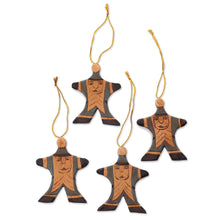 Load image into Gallery viewer, Set of 4 Blue Santa Christmas Ornaments Handpainted in Bali - Happy Blue Santa | NOVICA
