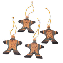 Load image into Gallery viewer, Set of 4 Blue Santa Christmas Ornaments Handpainted in Bali - Happy Blue Santa | NOVICA