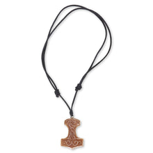 Load image into Gallery viewer, Celtic Design Carved Bone Pendant Necklace on Leather Cord - Star Tower | NOVICA