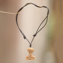 Load image into Gallery viewer, Celtic Design Carved Bone Pendant Necklace on Leather Cord - Star Tower | NOVICA