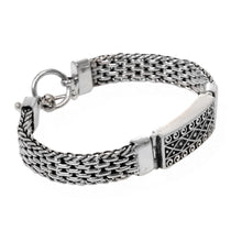 Load image into Gallery viewer, Panther Link Chain Bracelet with Pendant in 925 Silver - Bali Spirit | NOVICA