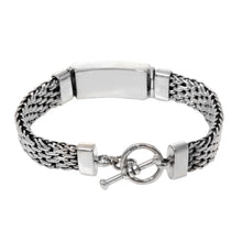 Load image into Gallery viewer, Panther Link Chain Bracelet with Pendant in 925 Silver - Bali Spirit | NOVICA