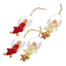 Load image into Gallery viewer, 4 Artisan Crafted Angel Ornaments with Hearts and Stars - Angels of Love and Light | NOVICA