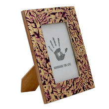 Load image into Gallery viewer, Gold and Purple 4 x 6 Handcrafted Glass Mosaic Photo Frame - Purple Ripples | NOVICA