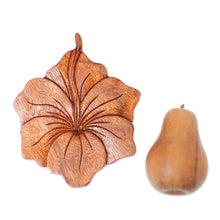 Load image into Gallery viewer, Balinese Hand Carved Hibiscus Flower Wood Relief Panel - Single Hibiscus | NOVICA