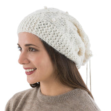 Load image into Gallery viewer, Hand Knitted Ivory Color Alpaca Neck Warmer or Hat - Stylish in Ivory | NOVICA