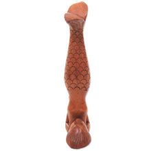 Load image into Gallery viewer, Bali Mermaid and Yoga Theme Artisan Carved Wood Sculpture - Sarwangasana Mermaid | NOVICA