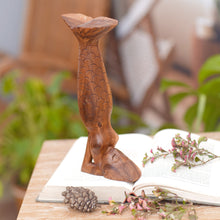 Load image into Gallery viewer, Bali Mermaid and Yoga Theme Artisan Carved Wood Sculpture - Sarwangasana Mermaid | NOVICA