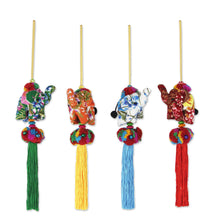 Load image into Gallery viewer, Set of 4 Multicolor Thai Elephant Ornaments Crafted by Hand - Happy Lanna Elephants | NOVICA