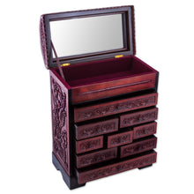 Load image into Gallery viewer, Hand Crafted Cedar Wood Jewelry Box with Floral Motif - Hummingbirds | NOVICA