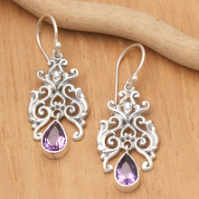 Load image into Gallery viewer, Artisan Crafted Amethyst and Sterling Silver Dangle Earrings - Purple Forest | NOVICA