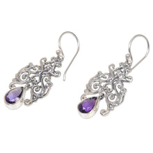 Load image into Gallery viewer, Artisan Crafted Amethyst and Sterling Silver Dangle Earrings - Purple Forest | NOVICA