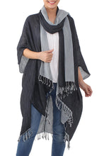 Load image into Gallery viewer, Artisan Crafted 100% Cotton Black and Grey Jacket and Scarf - Monochromatic | NOVICA