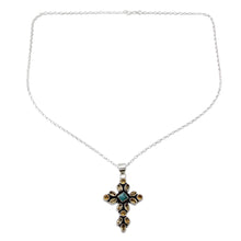 Load image into Gallery viewer, Citrine and Sterling Silver Necklace with Cross Pendant - Radiant Cross | NOVICA