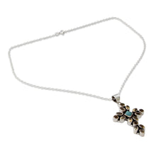 Load image into Gallery viewer, Citrine and Sterling Silver Necklace with Cross Pendant - Radiant Cross | NOVICA
