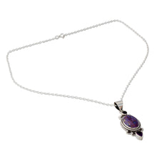 Load image into Gallery viewer, Purple Turquoise and Amethyst Pendant Necklace from India - Resplendent in Purple | NOVICA