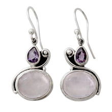 Load image into Gallery viewer, Hand Crafted Moonstone and Amethyst Dangle Earrings - Glistening Beauty | NOVICA