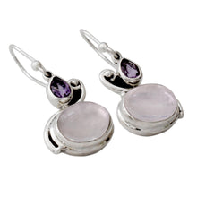 Load image into Gallery viewer, Hand Crafted Moonstone and Amethyst Dangle Earrings - Glistening Beauty | NOVICA