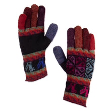 Load image into Gallery viewer, Artisan Crafted 100% Alpaca Colorful Gloves from Peru - Bright Tradition | NOVICA