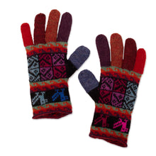 Load image into Gallery viewer, Artisan Crafted 100% Alpaca Colorful Gloves from Peru - Bright Tradition | NOVICA