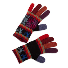 Load image into Gallery viewer, Artisan Crafted 100% Alpaca Colorful Gloves from Peru - Bright Tradition | NOVICA