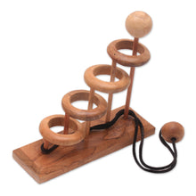 Load image into Gallery viewer, Artisan Crafted Teak Wood Desktop Puzzle Game from Java - Magic Knot | NOVICA