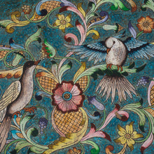 Load image into Gallery viewer, Hand Painted Glass Top Wood Accent Table - Birds in the Heavens | NOVICA
