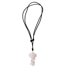 Load image into Gallery viewer, Handcrafted White Turtle Pendant and Leather Cord Necklace - Swimming with Mother | NOVICA