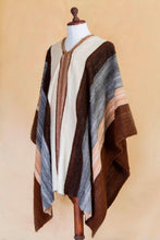 Load image into Gallery viewer, Men's Andean 100% Alpaca Handwoven Poncho in Earth Shades - Andean Celebration | NOVICA