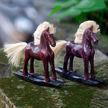 Load image into Gallery viewer, Hand Made Wood Sculptures Rocking Horses (Pair) Indonesia - Red and Purple Horses | NOVICA
