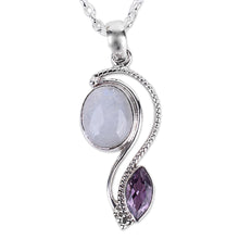 Load image into Gallery viewer, India Handcrafted Amethyst and Rainbow Moonstone Necklace - Colorful Curves | NOVICA