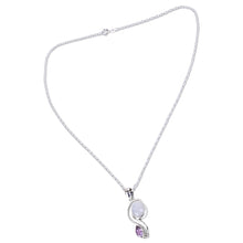 Load image into Gallery viewer, India Handcrafted Amethyst and Rainbow Moonstone Necklace - Colorful Curves | NOVICA