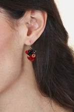 Load image into Gallery viewer, Heart Shaped Red Quartz Onyx and Glass Bead Dangle Earrings - Love Garden in Red | NOVICA